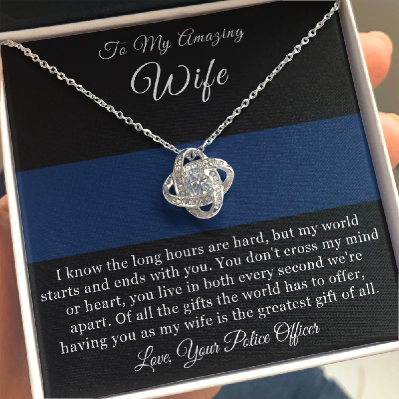 Premium Diamond Jewelry At Once-In-A-Lifetime Discounts To My Wife Necklace Police Officer Wife Jewelry Love Knot Necklace