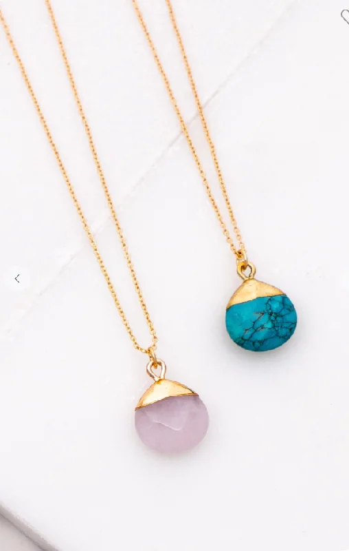 Customized Silver Jewelry For Unique Style Teardrop Natural Stone Delicate Necklace