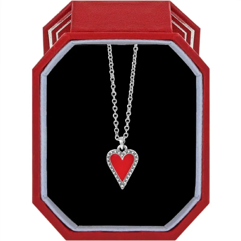 Shop Stylish Jewelry Now And Save Big Women's Petite Necklace Gift Box In Silver-Red