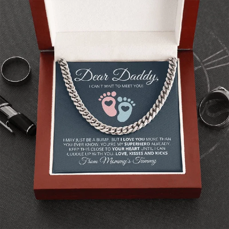Classic And Modern Jewelry Styles On Sale New Dad Gift from Wife Dear Daddy Cuban Link Chain Necklace Gifts for First Time Dads Daddy To Be Gift Expecting