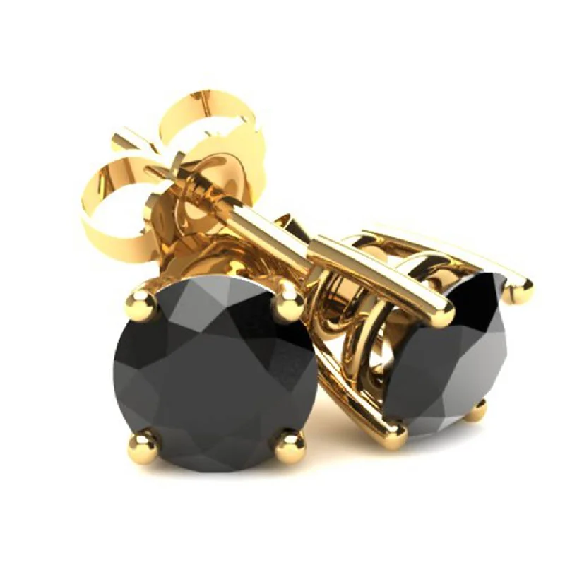 Premium Jewelry Now Available At Special Discounts 1.25Ct Round Brilliant Cut Heat Treated Black Diamond Stud Earrings in 14K Gold Basket Setting Premium Jewelry Now Available At Special Discounts 1.25Ct Round Brilliant Cut Heat Treated Black Diamond Stud Earrings in 14K Gold Basket Setting