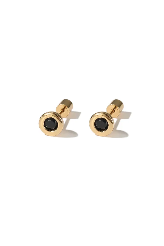 Final Call For Exquisite Jewelry At Reduced Rates Aurora Gold Bezel Set Onyx Black Solitaire Stud Earrings
