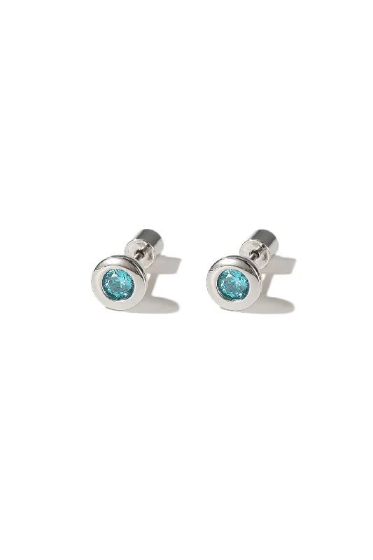 Celebrate Every Occasion With Sparkling Savings Aurora Silver Bezel Set Aquamarine Blue Solitaire Stud Earrings