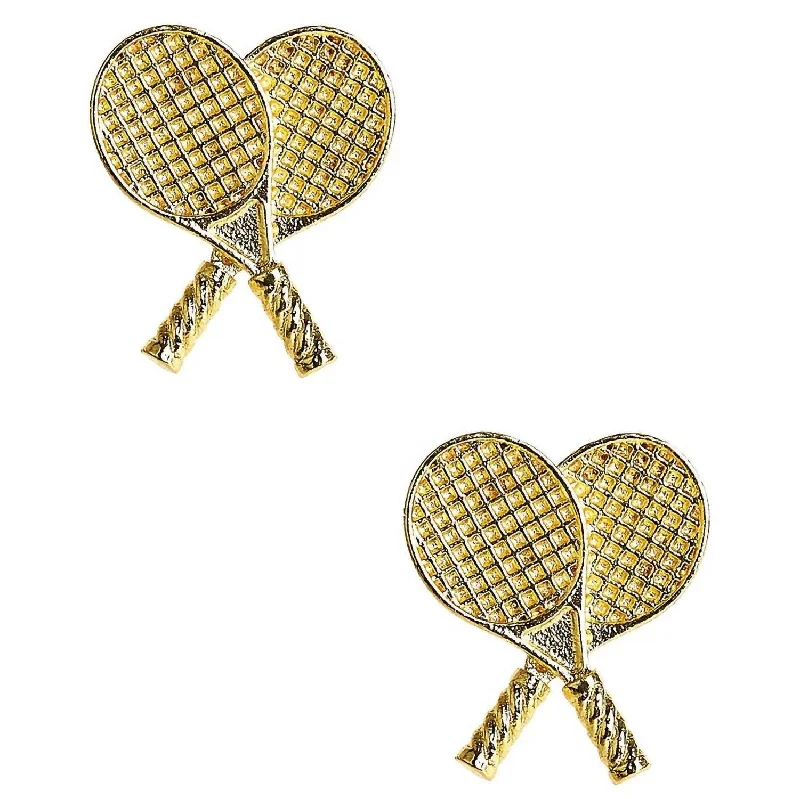 Affordable Elegance – Special Jewelry Sale Now Live Double Tennis Racket Stud Earrings In Gold Affordable Elegance – Special Jewelry Sale Now Live Double Tennis Racket Stud Earrings In Gold