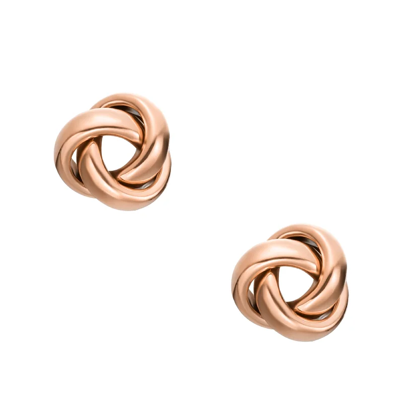 Upgrade Your Jewelry Collection For Less Fossil Women's Love Knot Rose Gold-Tone Stainless Steel Stud Earrings Upgrade Your Jewelry Collection For Less Fossil Women's Love Knot Rose Gold-Tone Stainless Steel Stud Earrings