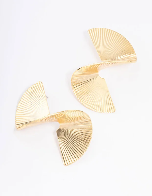 Sparkle On A Budget – Fine Jewelry For Less Gold Plated Twisted Fan Statement Stud Earrings Sparkle On A Budget – Fine Jewelry For Less Gold Plated Twisted Fan Statement Stud Earrings