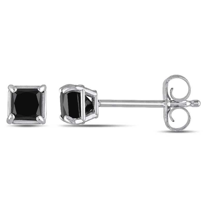 Get The Jewelry You Love At A Price You Love Mimi & Max 1/2ct TW Princess Cut Black Diamond Stud Earrings in 10K White Gold Get The Jewelry You Love At A Price You Love Mimi & Max 1/2ct TW Princess Cut Black Diamond Stud Earrings in 10K White Gold