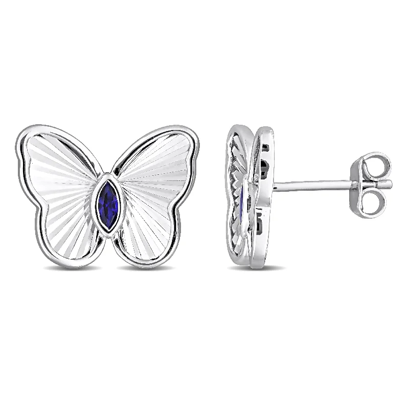 Breathtaking Jewelry At Limited-Time Savings Mimi & Max 1/4ct TGW Marquise-Cut Created Blue Sapphire Butterfly Stud Earrings Sterling Silver Breathtaking Jewelry At Limited-Time Savings Mimi & Max 1/4ct TGW Marquise-Cut Created Blue Sapphire Butterfly Stud Earrings Sterling Silver