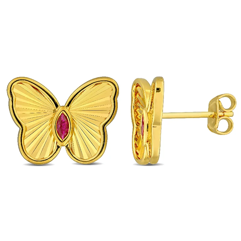 Last Chance To Shop High-End Jewelry At Markdown Prices Mimi & Max 1/4ct TGW Marquise-Cut Created Ruby Butterfly Stud Earrings Yellow Silver Last Chance To Shop High-End Jewelry At Markdown Prices Mimi & Max 1/4ct TGW Marquise-Cut Created Ruby Butterfly Stud Earrings Yellow Silver