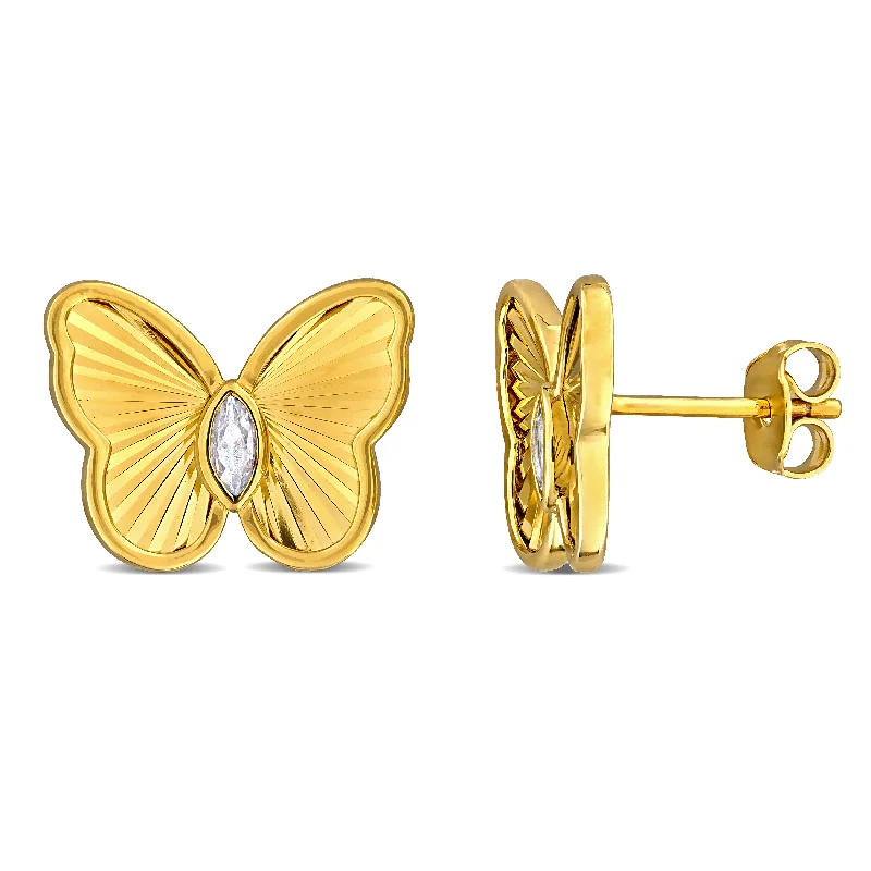 Premium Diamond Jewelry At Once-In-A-Lifetime Discounts Mimi & Max 1/4ct TGW Marquise-Cut Created White Sapphire Butterfly Stud Earrings Yellow Silver Premium Diamond Jewelry At Once-In-A-Lifetime Discounts Mimi & Max 1/4ct TGW Marquise-Cut Created White Sapphire Butterfly Stud Earrings Yellow Silver
