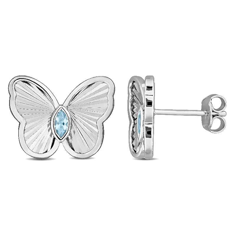 Must-Have Jewelry At Unbelievable Discounts Mimi & Max 1/4ct TGW Marquise-Cut Sky Blue Topaz Butterfly Stud Earrings in Sterling Silver Must-Have Jewelry At Unbelievable Discounts Mimi & Max 1/4ct TGW Marquise-Cut Sky Blue Topaz Butterfly Stud Earrings in Sterling Silver