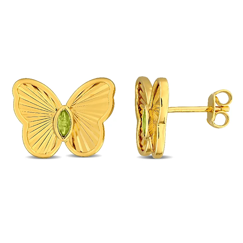 Timeless Elegance Now At Special Discounts Mimi & Max 1/5ct TGW Marquise-Cut Peridot Butterfly Stud Earrings Yellow Silver Timeless Elegance Now At Special Discounts Mimi & Max 1/5ct TGW Marquise-Cut Peridot Butterfly Stud Earrings Yellow Silver