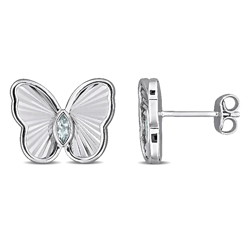 Shop Handcrafted Jewelry At Special Promotional Rates Mimi & Max 1/6ct TGW Marquise-Cut Aquamarine Butterfly Stud Earrings in Sterling Silver Shop Handcrafted Jewelry At Special Promotional Rates Mimi & Max 1/6ct TGW Marquise-Cut Aquamarine Butterfly Stud Earrings in Sterling Silver