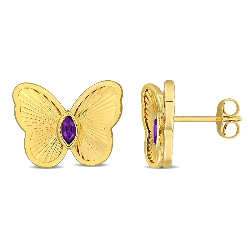 Limited-Stock Jewelry Sale – Shop Before It's Gone Mimi & Max 1/7ct TGW Amethyst Butterfly Stud Earrings in 10k Yellow Gold Limited-Stock Jewelry Sale – Shop Before It's Gone Mimi & Max 1/7ct TGW Amethyst Butterfly Stud Earrings in 10k Yellow Gold