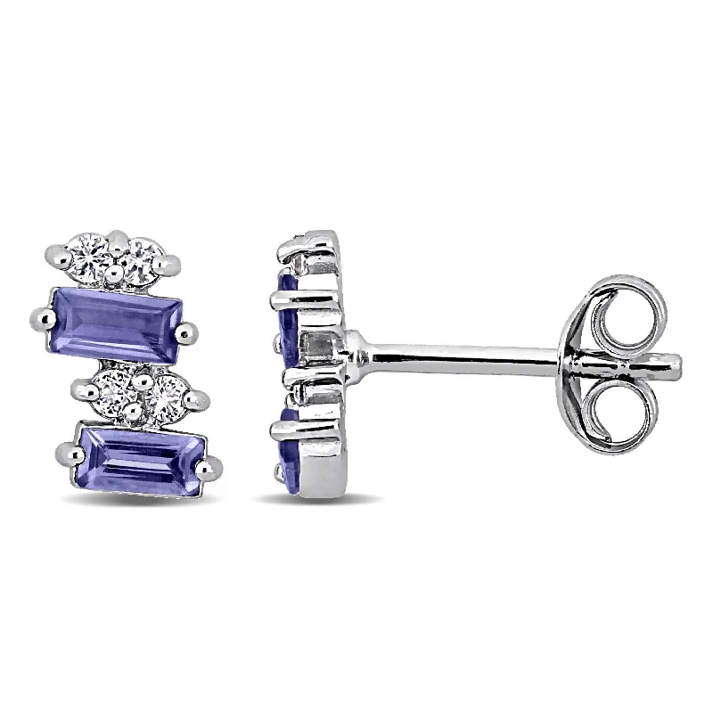 Huge Savings On Premium Jewelry Styles Mimi & Max 7/8 ct TGW Baguette Shaped Tanzanite and White Topaz Stud Earrings in Sterling Silver Huge Savings On Premium Jewelry Styles Mimi & Max 7/8 ct TGW Baguette Shaped Tanzanite and White Topaz Stud Earrings in Sterling Silver