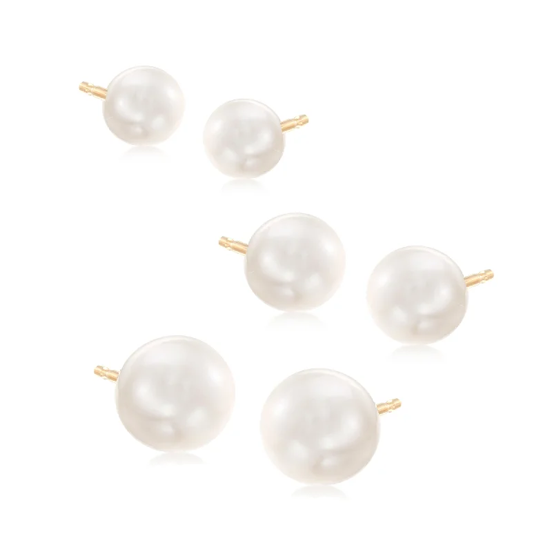 Fashion-Forward Jewelry At Exclusive Discounts Ross-Simons 5-7.5mm Cultured Pearl Jewelry Set: 3 Pairs Of Stud Earrings in 14kt Yellow Gold Fashion-Forward Jewelry At Exclusive Discounts Ross-Simons 5-7.5mm Cultured Pearl Jewelry Set: 3 Pairs Of Stud Earrings in 14kt Yellow Gold