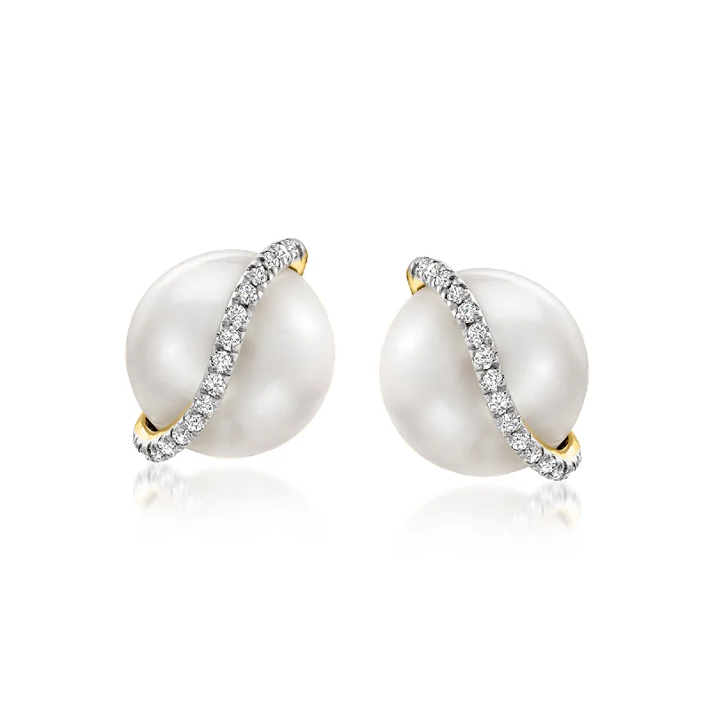 Luxury Meets Affordability – Jewelry Sale Live Now Ross-Simons 8-8.5mm Cultured Pearl Stud Earrings With Diamond Accents in 14kt Yellow Gold Luxury Meets Affordability – Jewelry Sale Live Now Ross-Simons 8-8.5mm Cultured Pearl Stud Earrings With Diamond Accents in 14kt Yellow Gold