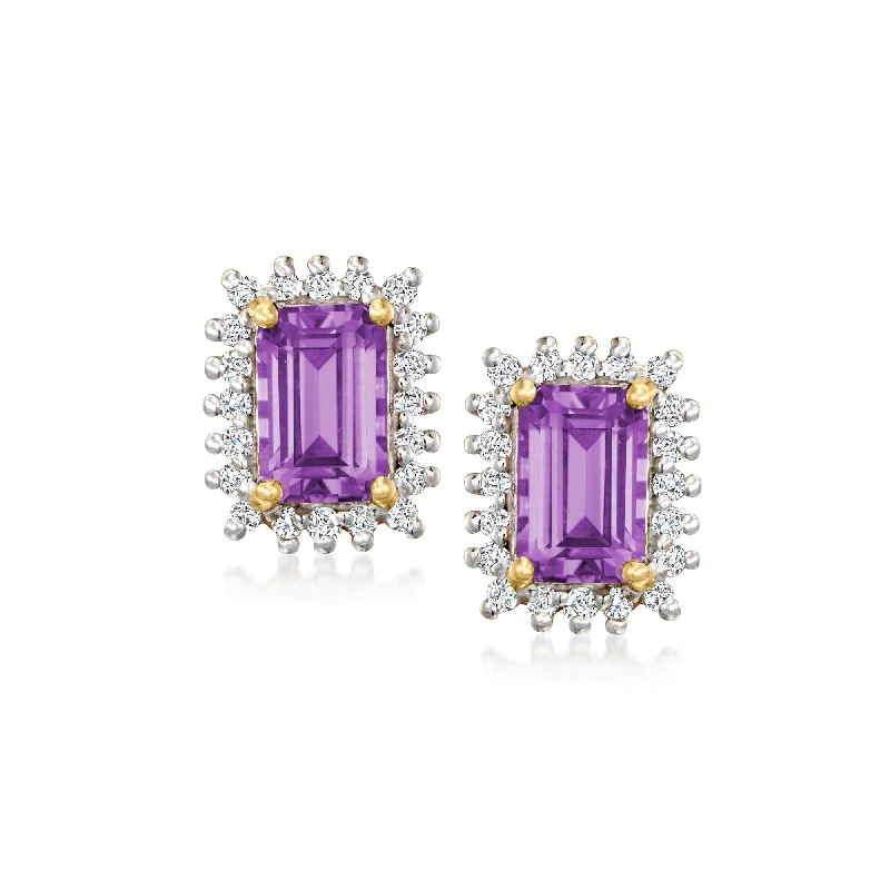 Personalized Engraved Jewelry For Meaningful Gifts Ross-Simons Amethyst and . Diamond Stud Earrings in 14kt Yellow Gold Personalized Engraved Jewelry For Meaningful Gifts Ross-Simons Amethyst and . Diamond Stud Earrings in 14kt Yellow Gold