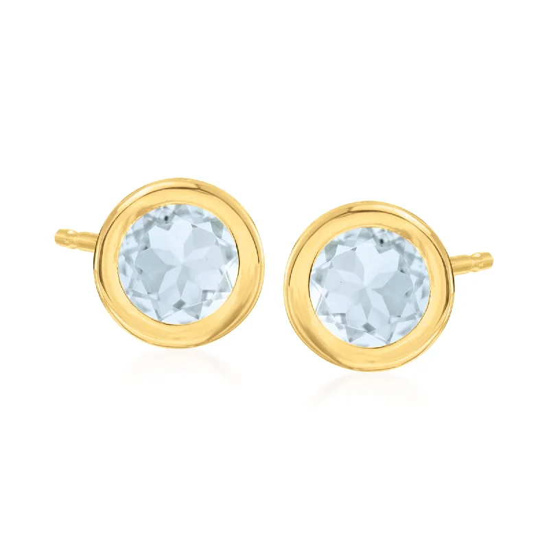 Shop Modern Jewelry Collections With Exclusive Discounts Ross-Simons Bezel-Set Aquamarine Stud Earrings in 14kt Yellow Gold Shop Modern Jewelry Collections With Exclusive Discounts Ross-Simons Bezel-Set Aquamarine Stud Earrings in 14kt Yellow Gold