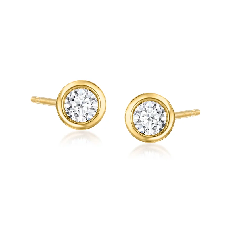Shop Signature Jewelry Styles At Exclusive Prices Ross-Simons Bezel-Set Lab-Grown Diamond Stud Earrings in 18kt Gold Over Sterling