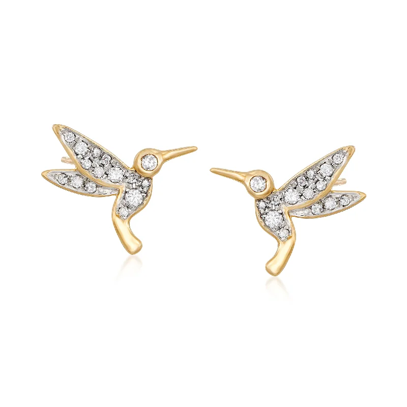 Stunning Statement Jewelry, Unbeatable Discounts Ross-Simons Diamond Hummingbird Stud Earrings in 18kt Gold Over Sterling Stunning Statement Jewelry, Unbeatable Discounts Ross-Simons Diamond Hummingbird Stud Earrings in 18kt Gold Over Sterling