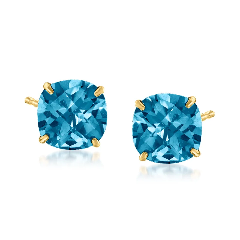 Romantic Heart-Shaped Jewelry For Special Gifts Ross-Simons London Blue Topaz Stud Earrings in 14kt Yellow Gold Romantic Heart-Shaped Jewelry For Special Gifts Ross-Simons London Blue Topaz Stud Earrings in 14kt Yellow Gold