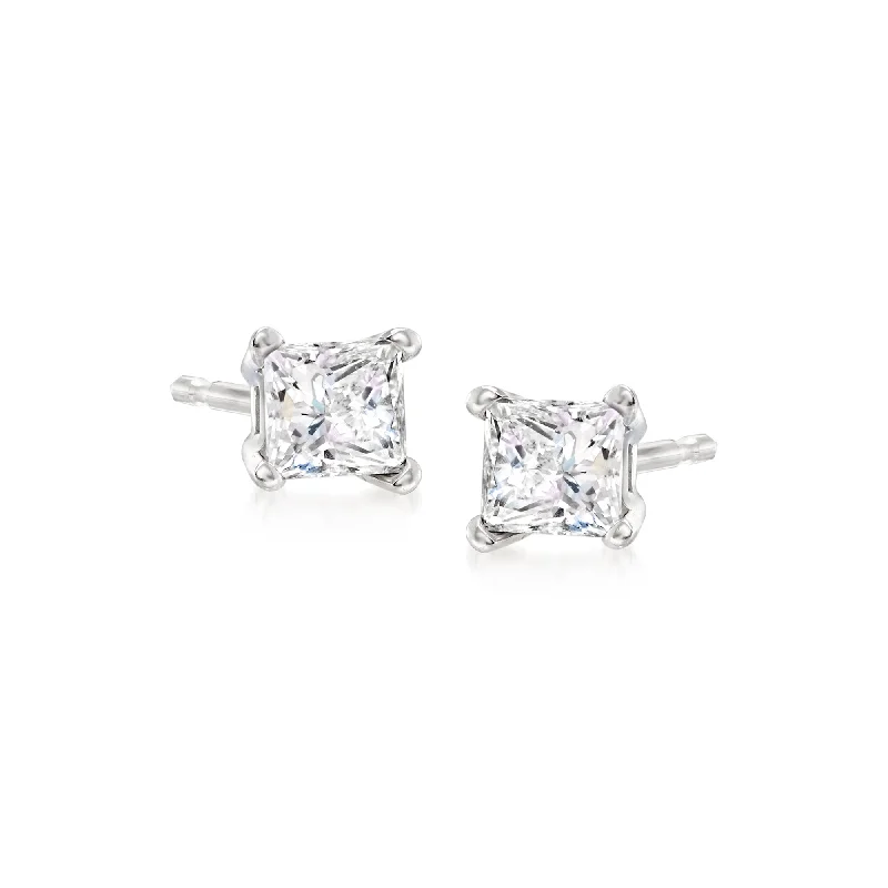 Bohemian-Inspired Jewelry For Free-Spirited Fashion Ross-Simons Princess-Cut Diamond Stud Earrings in 14kt White Gold Bohemian-Inspired Jewelry For Free-Spirited Fashion Ross-Simons Princess-Cut Diamond Stud Earrings in 14kt White Gold