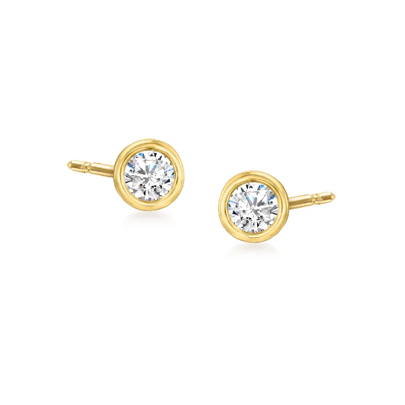 Modern Statement Jewelry For Bold Styling RS Pure by Ross-Simons Bezel-Set Diamond Stud Earrings in 14kt Yellow Gold Modern Statement Jewelry For Bold Styling RS Pure by Ross-Simons Bezel-Set Diamond Stud Earrings in 14kt Yellow Gold