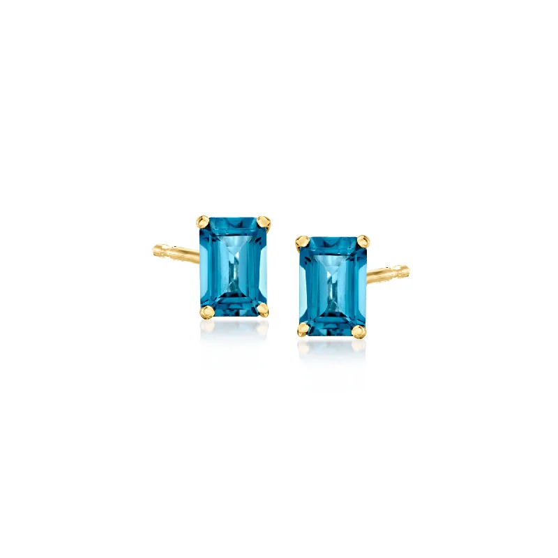 Stunning Jewelry Pieces At The Lowest Prices Ever RS Pure by Ross-Simons London Blue Topaz Stud Earrings in 14kt Yellow Gold Stunning Jewelry Pieces At The Lowest Prices Ever RS Pure by Ross-Simons London Blue Topaz Stud Earrings in 14kt Yellow Gold