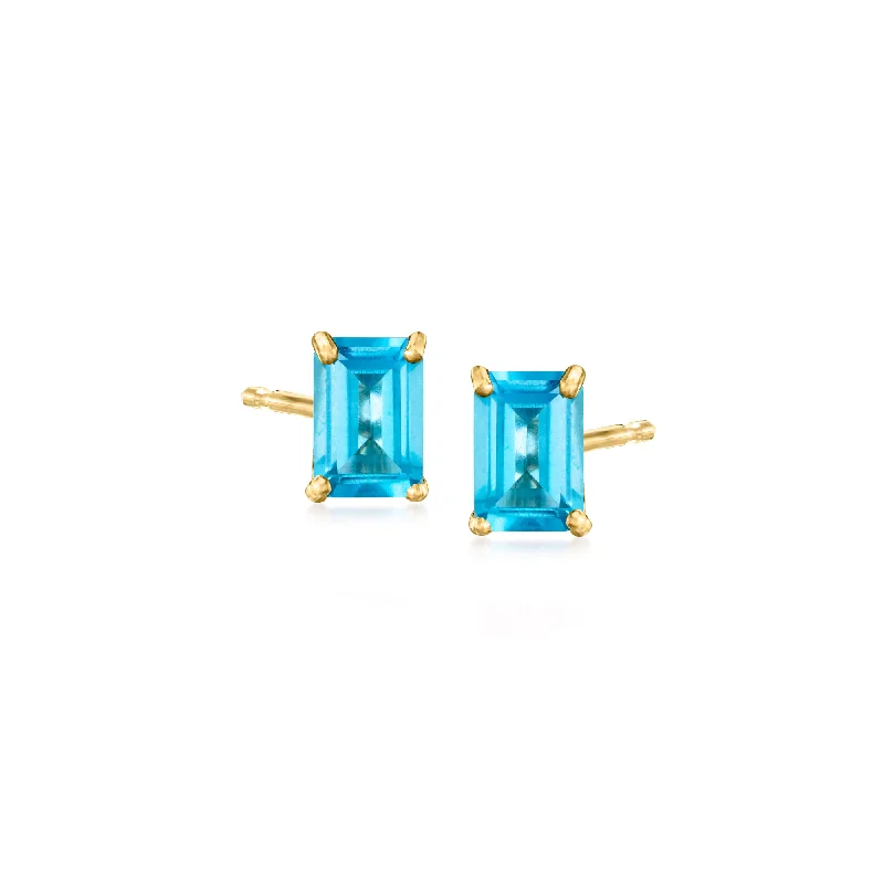 Limited-Time Jewelry Discounts – Shine Without The Splurge RS Pure by Ross-Simons Swiss Blue Topaz Stud Earrings in 14kt Yellow Gold Limited-Time Jewelry Discounts – Shine Without The Splurge RS Pure by Ross-Simons Swiss Blue Topaz Stud Earrings in 14kt Yellow Gold