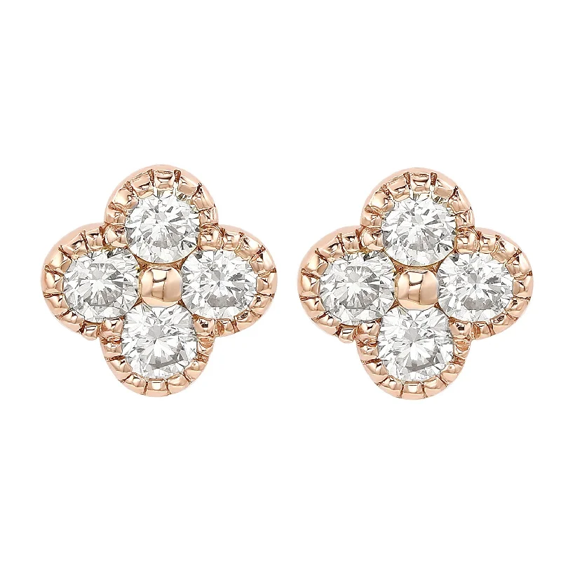 Premium Jewelry, Premium Discounts – Act Fast Suzy Levian 14K Rose Gold 2/5 CTTW Diamond Clover Stud Earrings Premium Jewelry, Premium Discounts – Act Fast Suzy Levian 14K Rose Gold 2/5 CTTW Diamond Clover Stud Earrings