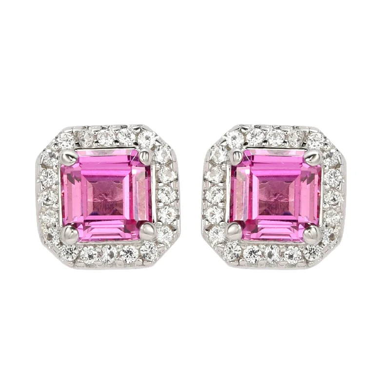 Luxury Meets Affordability – Jewelry Sale Live Now Suzy Levian Sterling Silver Assher Cut Pink Sapphire Halo Stud Earrings Luxury Meets Affordability – Jewelry Sale Live Now Suzy Levian Sterling Silver Assher Cut Pink Sapphire Halo Stud Earrings