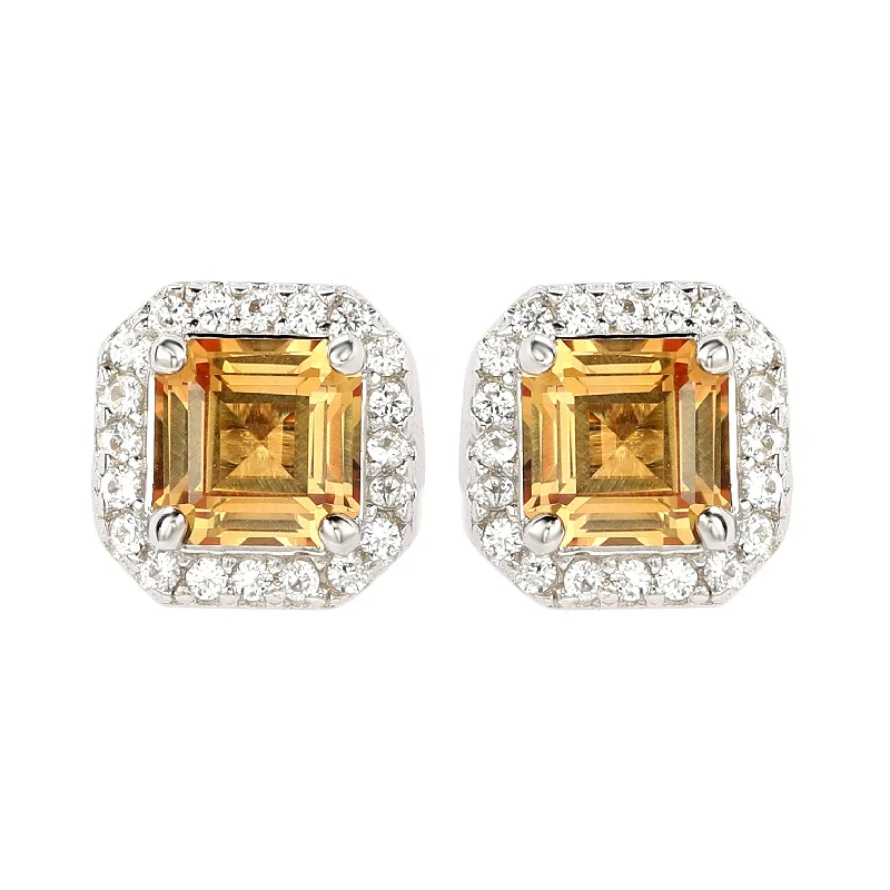 Breathtaking Jewelry At Limited-Time Savings Suzy Levian Sterling Silver Assher Cut Yellow Sapphire Halo Stud Earrings Breathtaking Jewelry At Limited-Time Savings Suzy Levian Sterling Silver Assher Cut Yellow Sapphire Halo Stud Earrings