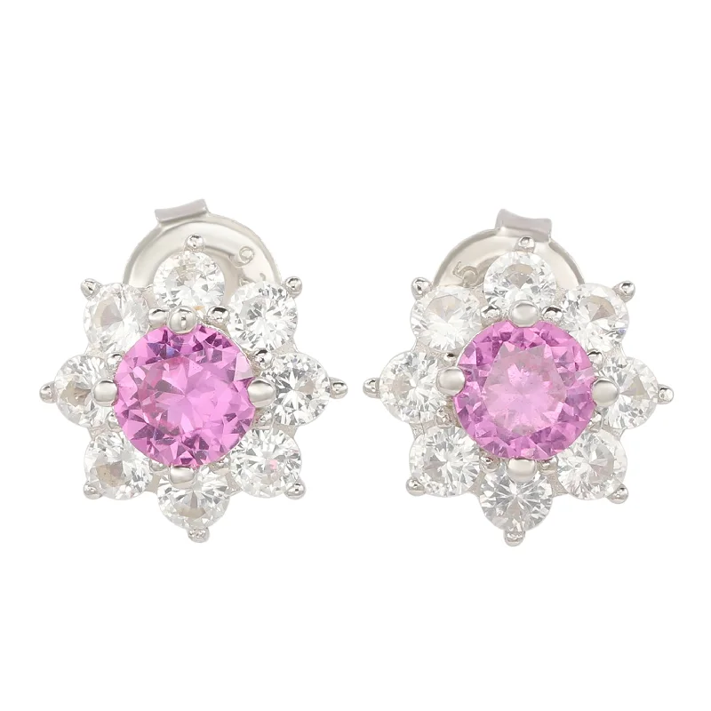 Limited-Stock Jewelry Sale – Shop Before It's Gone Suzy Levian Sterling Silver Pink Sapphire Flower Halo Stud Earrings Limited-Stock Jewelry Sale – Shop Before It's Gone Suzy Levian Sterling Silver Pink Sapphire Flower Halo Stud Earrings