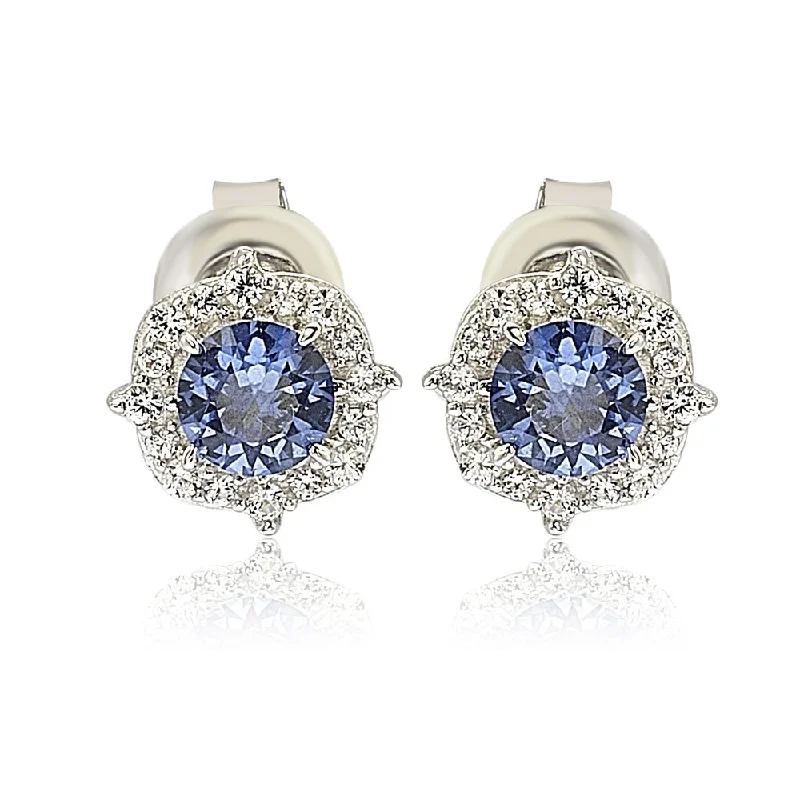 Premium Diamond Jewelry At Once-In-A-Lifetime Discounts Suzy Levian Sterling Silver Sapphire 0.66cttw Halo Stud Earrings Premium Diamond Jewelry At Once-In-A-Lifetime Discounts Suzy Levian Sterling Silver Sapphire 0.66cttw Halo Stud Earrings
