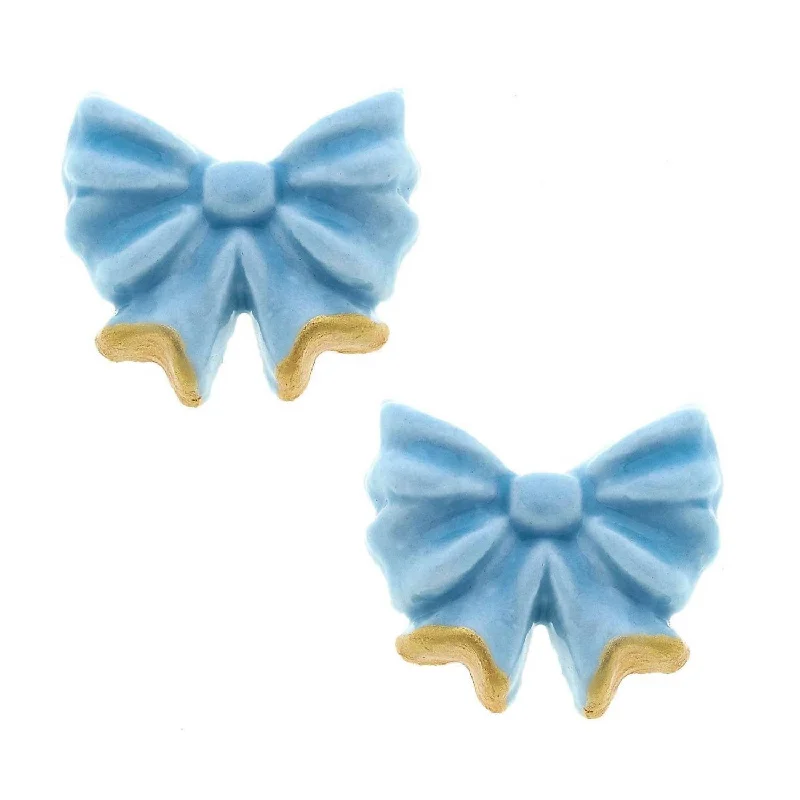 Don't Miss These Dazzling Jewelry Discounts Women's Lucy Porcelain Bow Stud Earrings In Blue Don't Miss These Dazzling Jewelry Discounts Women's Lucy Porcelain Bow Stud Earrings In Blue