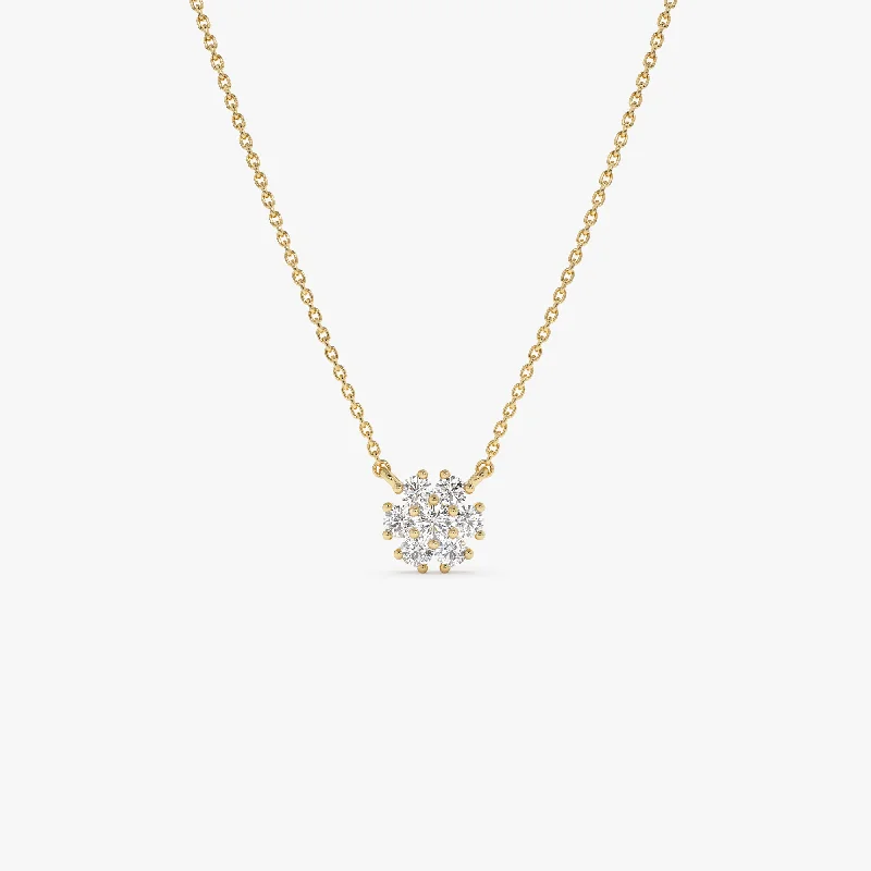 Luxury Meets Affordability – Jewelry Sale Live Now 14k Cluster Flower Diamond Necklace