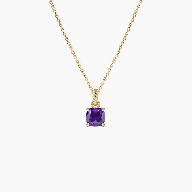Best Jewelry Deals – Shop Premium Pieces At Great Prices 14K Cushion Cut Amethyst Solitaire Necklace