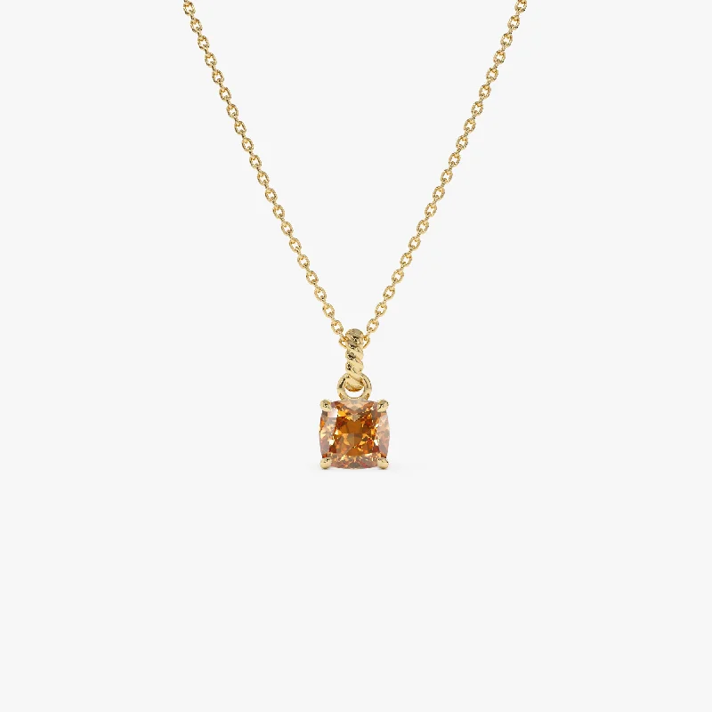 Flash Deals On Fine Jewelry – Shop Before It's Gone 14K Cushion Cut Citrine Solitaire Necklace