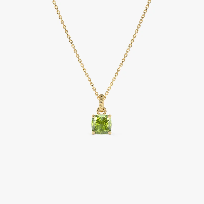 Don't Miss Out On Jaw-Dropping Jewelry Discounts 14K Cushion Cut Peridot Solitaire Necklace