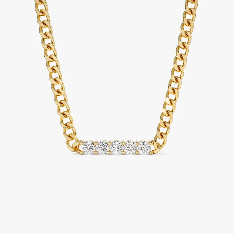 Stunning Jewelry At A Fraction Of The Price 14k Diamond Bar Cuban Chain Necklace