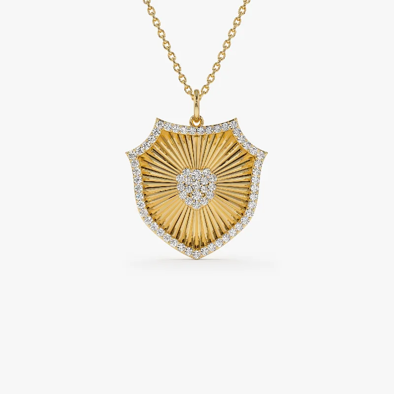 High-Quality Jewelry At A Fraction Of The Cost 14k Diamond Shield Medallion Pendant