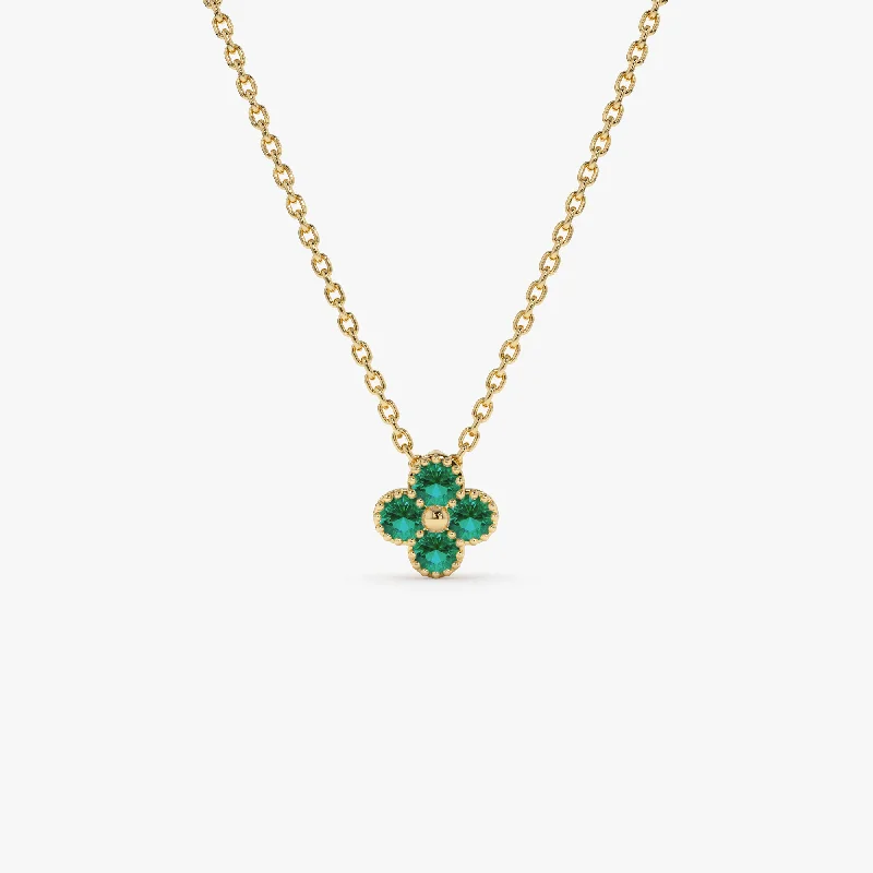 Affordable Glamour – Premium Jewelry For Less 14k Emerald Clover Beaded Necklace