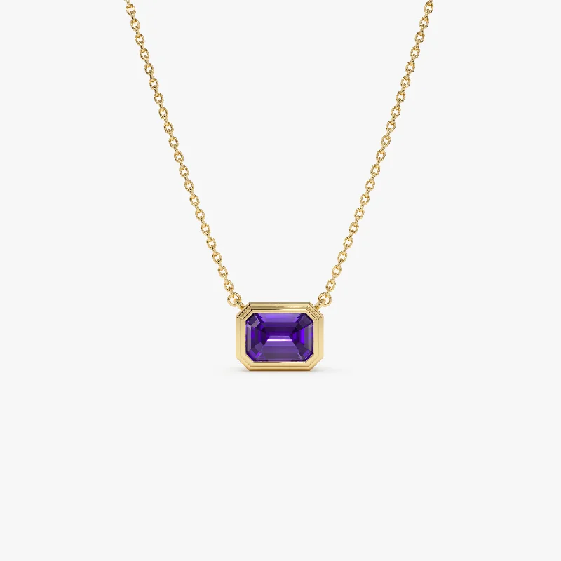 Shine Without Limits – Jewelry Sale Happening Now 14K Gold 0.95 ctw Emerald Cut Bezel Setting Amethyst