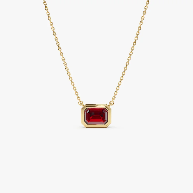 Jewelry Clearance Event – Stock Up Before It's Over 14K Gold 0.95 ctw Emerald Cut Bezel Setting Garnet
