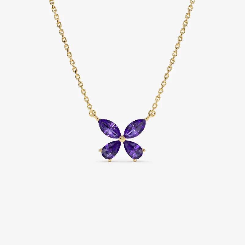 Premium Jewelry, Premium Discounts – Act Fast 14K Gold Amethyst Butterfly Necklace