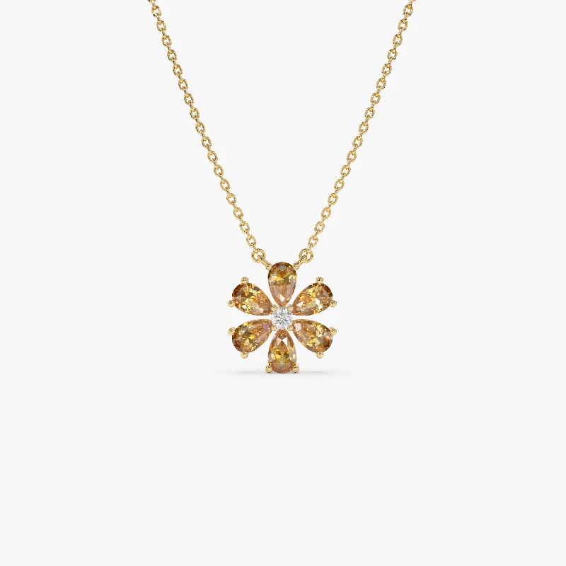Holiday Jewelry Sale – Perfect Gifts At Great Prices 14K Gold Citrine Flower Necklace