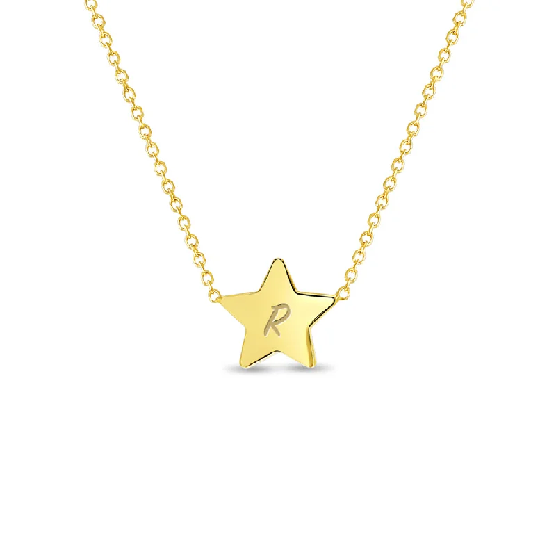 Exclusive Online Jewelry Sale – Don't Wait 14k Gold Classic Engravable Polished Star 16" Kids / Teen Necklace