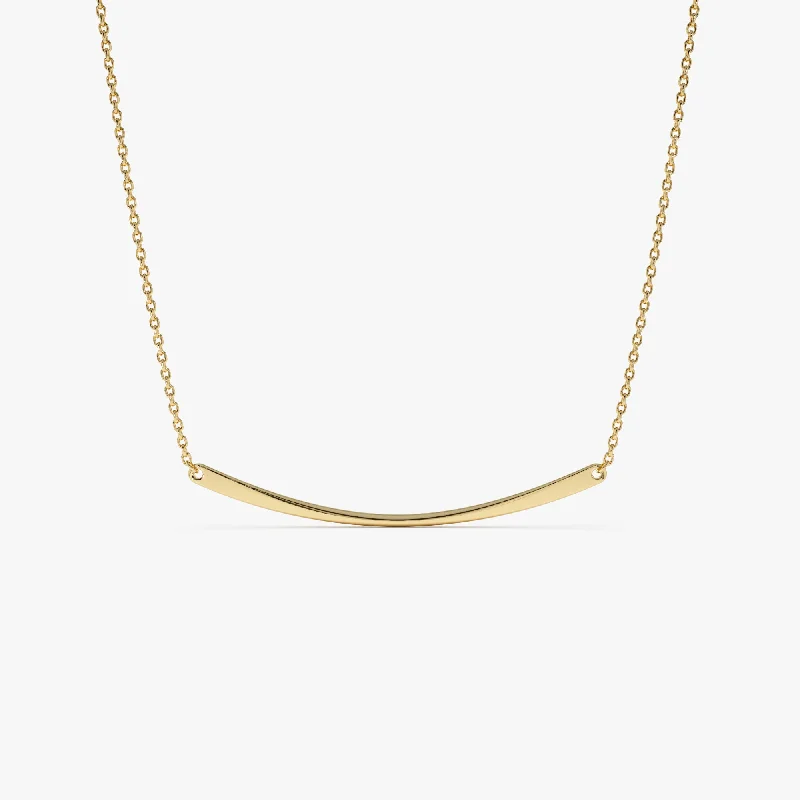 Timeless Jewelry At Special Discount Rates 14k Gold Curved Bar Necklace