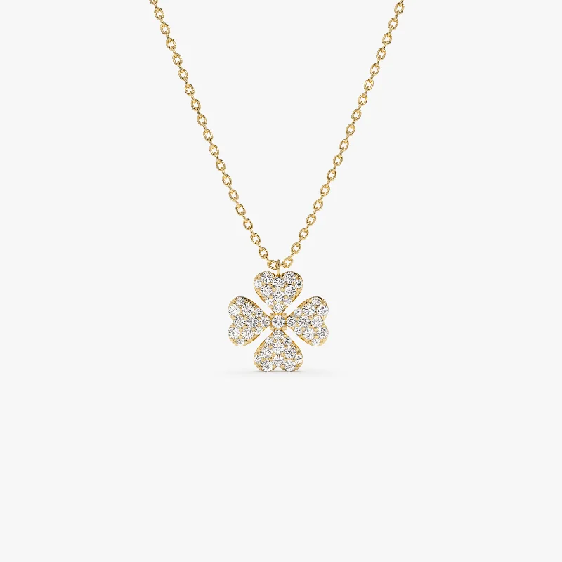 Jewelry Clearance – Final Chance To Save Big 14K Gold Diamond Clover Necklace
